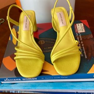 Ladies shoe. Size 61/2. Lime color 2 inch slip on snake skin shoe.